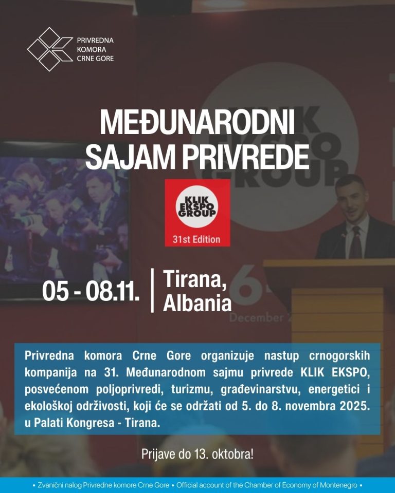 Kompanitë malazeze në Panairin Ndërkombëtar të Ekonomisë KLIK EXPO 2025 në Tiranë!